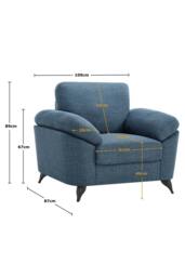 More4Homes Malmo Modern Scandi Style Fabric Living Room Chair in Blue - Size: 1 Seater - thumbnail 9