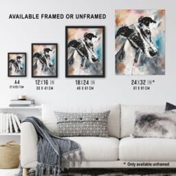 Artery8 Cute Greyhound Whippet Dog Lover Pet Portrait Framed Art Print - Size: A4 - thumbnail 3