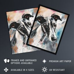 Artery8 Cute Greyhound Whippet Dog Lover Pet Portrait Framed Art Print - Size: A4 - thumbnail 2