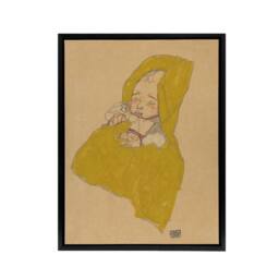 "Artery8 Infant Portrait in a Changing Pad Schiele Framed Canvas Wall Art Print in Beige - Size: W12"" x H16""" - thumbnail 1