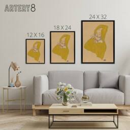 "Artery8 Infant Portrait in a Changing Pad Schiele Framed Canvas Wall Art Print in Beige - Size: W12"" x H16""" - thumbnail 4