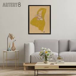 "Artery8 Infant Portrait in a Changing Pad Schiele Framed Canvas Wall Art Print in Beige - Size: W12"" x H16""" - thumbnail 3
