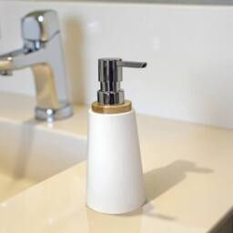 Showerdrape Sonata Bamboo Bathroom Accessory Set - Soap Dispenser & Toothbrush in White - thumbnail 2