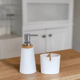 Showerdrape Sonata Bamboo Bathroom Accessory Set - Soap Dispenser & Toothbrush in White - thumbnail 1