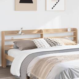 Berkfield Home Headboard with Shelves 200 cm Solid Wood Pine in Natural - thumbnail 2