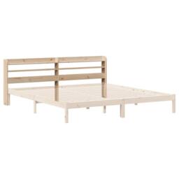 Berkfield Home Headboard with Shelves 200 cm Solid Wood Pine in Natural - thumbnail 6