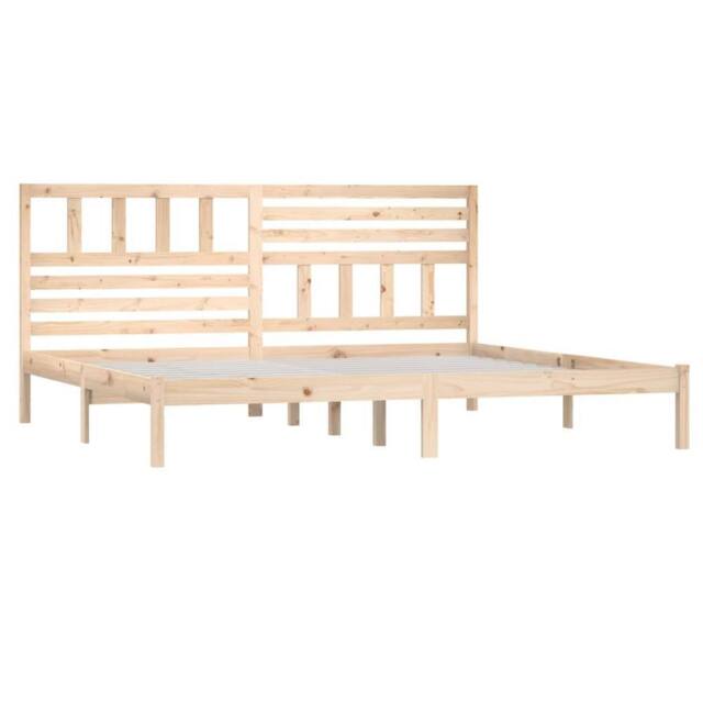 Berkfield Home Beautiful Bed Frame 180x200 cm Super King Size Solid Wood Pine in Light Tan - image 1