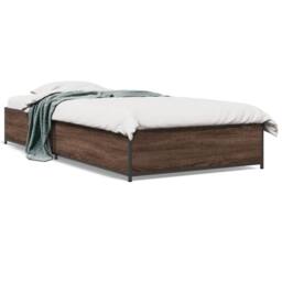 Berkfield Home Bed Frame without Mattress Brown Oak 75x190 cm Small Single - thumbnail 1