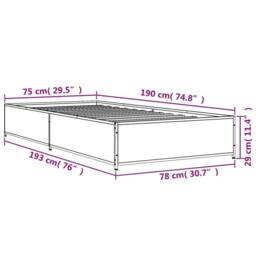 Berkfield Home Bed Frame without Mattress Brown Oak 75x190 cm Small Single - thumbnail 9