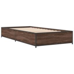 Berkfield Home Bed Frame without Mattress Brown Oak 75x190 cm Small Single - thumbnail 3