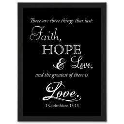 Artery8 Corinthians 13 Three Things Last Faith Hope Love Christian Quote Bible Artwork Framed Wall Art Print A4 in Black - thumbnail 1