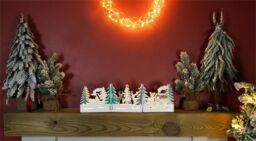 Xmas Haus Festive Light Up LED Wood Village Scene in White