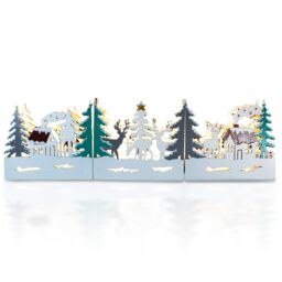 Xmas Haus Festive Light Up LED Wood Village Scene in White - thumbnail 4