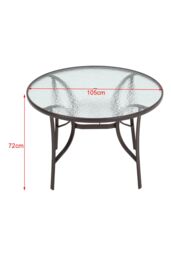 Living and Home Tempered Glass Steel Garden Dining Table in Brown - thumbnail 6