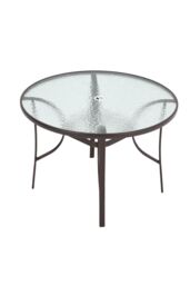 Living and Home Tempered Glass Steel Garden Dining Table in Brown - thumbnail 1