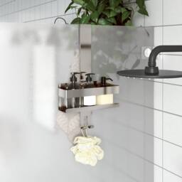 Berkfield Home Hanging Shower Caddy Brushed 304 Stainless Steel in Silver - thumbnail 1