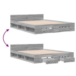 Berkfield Home Bed Frame with Drawers without Mattress Grey Sonoma 140x190 cm - thumbnail 7