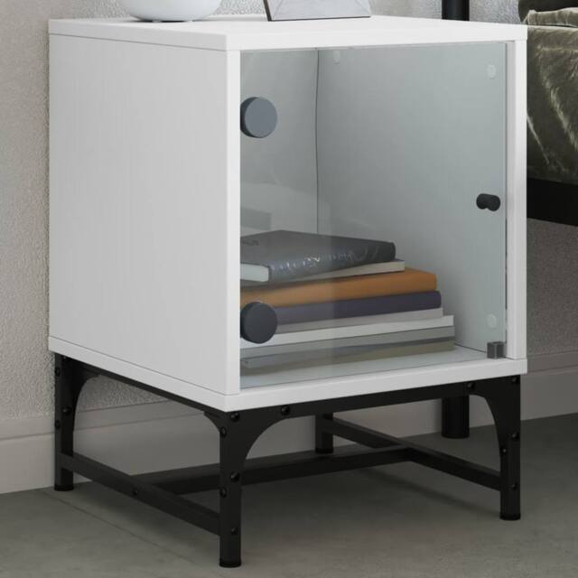 Berkfield Home Elegant Bedside Cabinets with Glass Doors 2 pcs White 35x37x50 cm - Size: 35 x 37 x 50 cm - image 1
