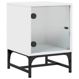 Berkfield Home Elegant Bedside Cabinets with Glass Doors 2 pcs White 35x37x50 cm - Size: 35 x 37 x 50 cm - thumbnail 4