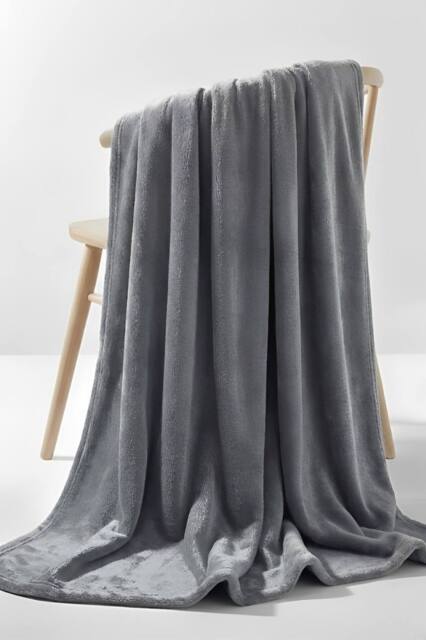 Pamposh Luxury Flannel Fleece Blanket Reversible Cozy Throw in Silver - Size: Medium - image 1