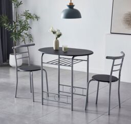 MCC Direct Breakfast Bar Table with 2 chairs Barley in Black - thumbnail 2