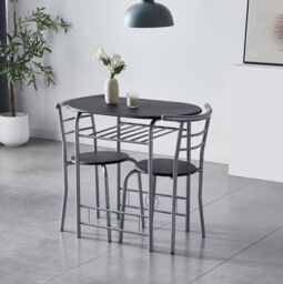 MCC Direct Breakfast Bar Table with 2 chairs Barley in Black - thumbnail 3