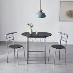 MCC Direct Breakfast Bar Table with 2 chairs Barley in Black - thumbnail 1