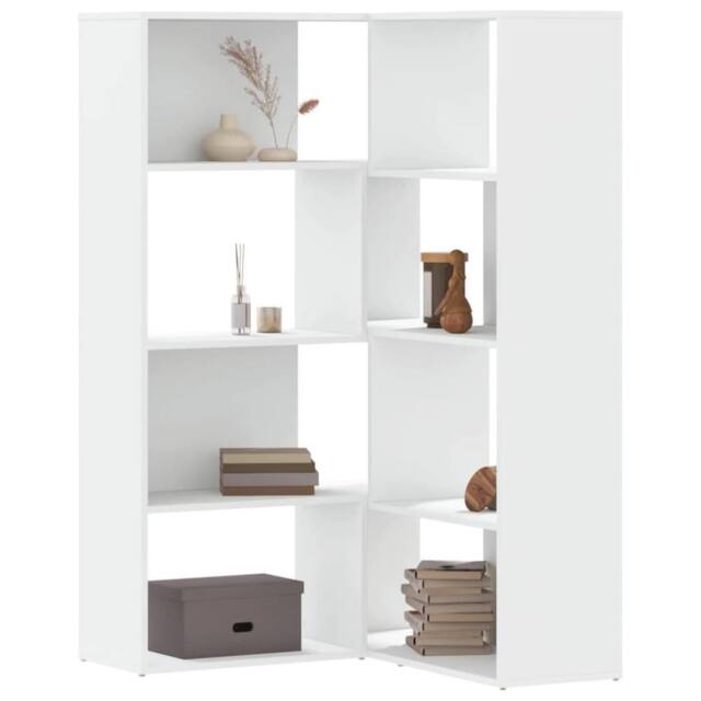 Berkfield Home Corner Bookcase 4-Tier White 85x85x140 cm Engineered Wood - Size: 85 x 85 x 140 cm - image 1