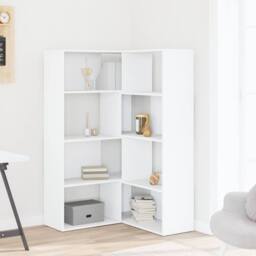 Berkfield Home Corner Bookcase 4-Tier White 85x85x140 cm Engineered Wood - Size: 85 x 85 x 140 cm - thumbnail 3