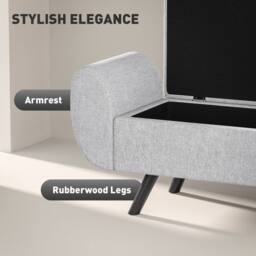 Wyld Haus Nesama Linen Effect Light Grey Storage Bench with Armrests - thumbnail 5