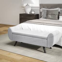 Wyld Haus Nesama Linen Effect Light Grey Storage Bench with Armrests - thumbnail 9