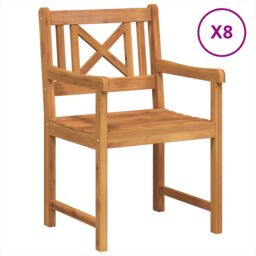 Berkfield Home Garden Chairs 8 pcs 56x55.5x90 cm Solid Wood Acacia in Brown - thumbnail 2