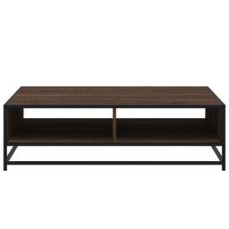 Berkfield Home Coffee Table Brown Oak 100x100x30 cm Engineered Wood & Metal - Size: 100 x 100 x 30 cm - thumbnail 5