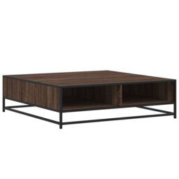 Berkfield Home Coffee Table Brown Oak 100x100x30 cm Engineered Wood & Metal - Size: 100 x 100 x 30 cm - thumbnail 2