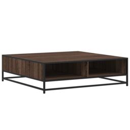 Berkfield Home Coffee Table Brown Oak 100x100x30 cm Engineered Wood & Metal - Size: 100 x 100 x 30 cm - thumbnail 7