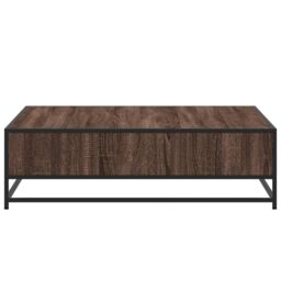 Berkfield Home Coffee Table Brown Oak 100x100x30 cm Engineered Wood & Metal - Size: 100 x 100 x 30 cm - thumbnail 6