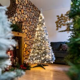 Shatchi Christmas Prelit Holly Snow White Flock Pop up Tree Xmas Home Indoor LED Warm Lights Decorations - Size: 4ft - thumbnail 1