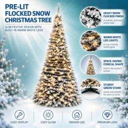 Shatchi 4FT Pre-Lit Green Pop Up Artificial Christmas Tree with Warm White LEDs & Metal Stand - thumbnail 2
