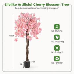 Kelvenix 163CM Tall Artificial Cherry Blossom Tree in Pink - Size: 0.6m2 - thumbnail 2