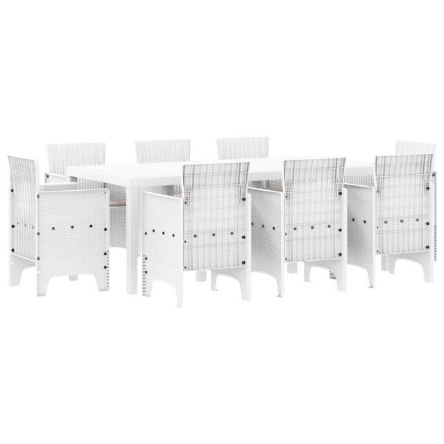 Berkfield Home 9 Piece Garden Dining Set with Cushions, White Poly Rattan - image 1