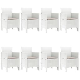 Berkfield Home 9 Piece Garden Dining Set with Cushions, White Poly Rattan - thumbnail 3