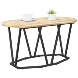Berkfield Home Coffee Table in Sonoma Oak - 80x40x40.5 cm - Made of Engineered Wood & Metal in Beige - thumbnail 3