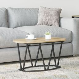 Berkfield Home Coffee Table in Sonoma Oak - 80x40x40.5 cm - Made of Engineered Wood & Metal in Beige