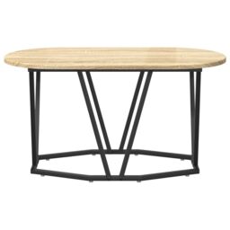 Berkfield Home Coffee Table in Sonoma Oak - 80x40x40.5 cm - Made of Engineered Wood & Metal in Beige - thumbnail 4