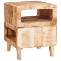 Berkfield Home End Tables with Shelf with Storage Brown 40 x 40 x 49 cm Solid mango wood - thumbnail 3