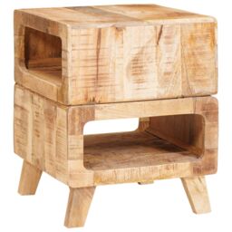 Berkfield Home End Tables with Shelf with Storage Brown 40 x 40 x 49 cm Solid mango wood - thumbnail 1