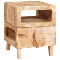 Berkfield Home End Tables with Shelf with Storage Brown 40 x 40 x 49 cm Solid mango wood - thumbnail 2