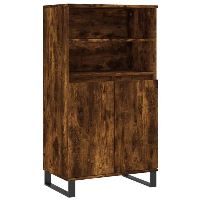 Berkfield Home Highboard Smoked Oak 60x36x110 cm Engineered Wood in Brown - Size: 60 x 36 x 110 cm - image 1