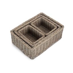 Red Hamper Set of 4 Wicker Grey Wash Storage Tray in Mid Grey - thumbnail 4