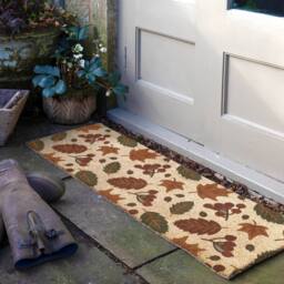 Artsy Mats Autumn Leaves Coir Doormat (120 x 40cm) in Brown - Size: 40 cm x 120 cm - thumbnail 1